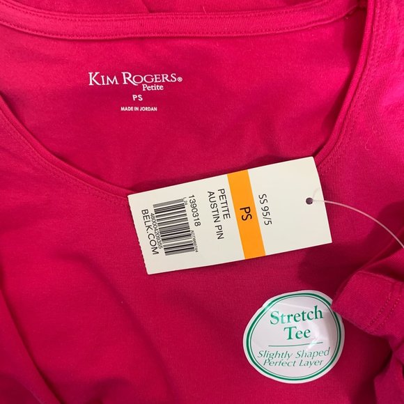 Kim Rogers PS Pink Top NWT Tee Perfect Layer Austin Pin Petite - Picture 4 of 4